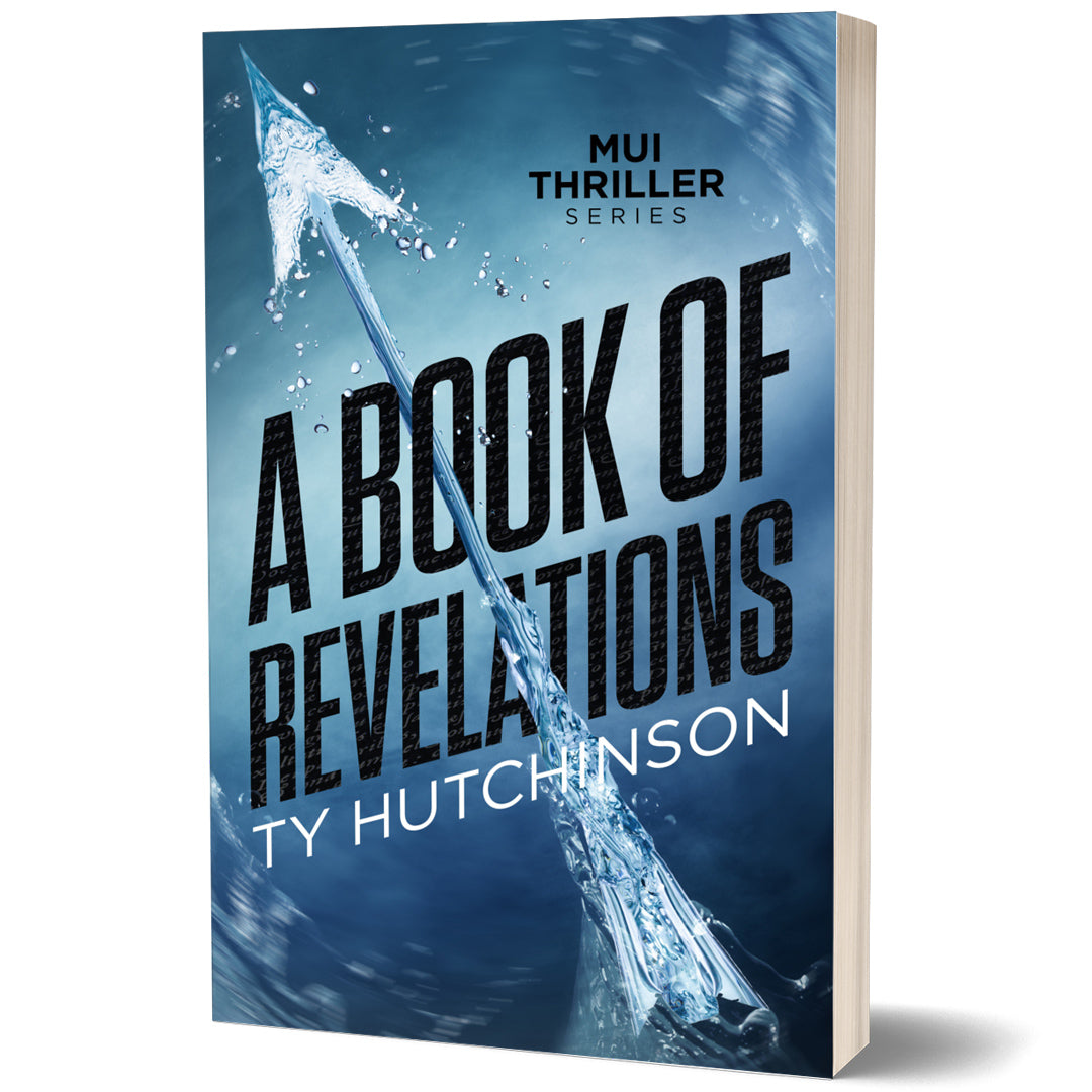 Book cover for A Book of Revelations by Ty Hutchinson—action-packed thriller featuring a teen assassin in global danger. High-concept, female-led thriller series.