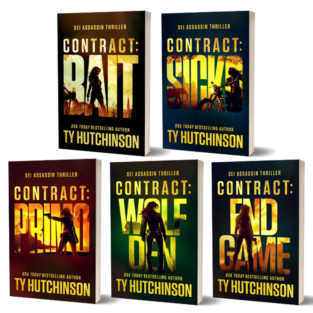 Book bundle cover for the Sei Assassin Series by Ty Hutchinson—an action-packed thriller starring a female assassin on a quest to find her lost daughter. Includes high-stakes missions, emotional depth, and killer twists. Gritty, fast-paced, and addictive.